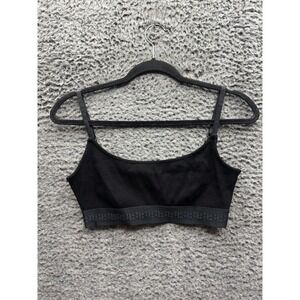 Viavia Logo Embroidered Sport Rib Knit Stretch Bralette Black Womens Size M